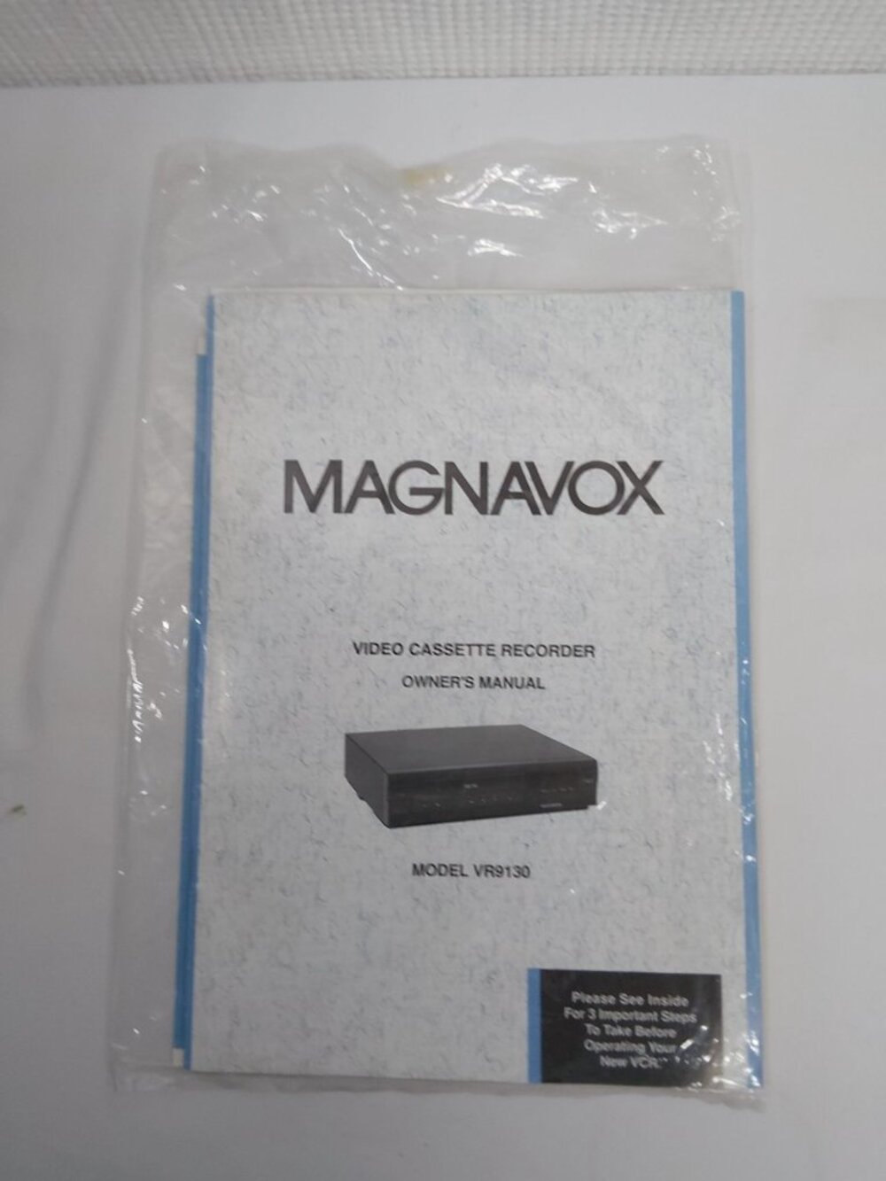 Magnavox Video Cassette Recorder Owner's Manual VR9130 Vintage